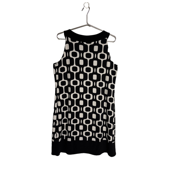 Tiana B Black & Cream Geometric Print Sleeveless Dress - Size L - Picture 2 of 8